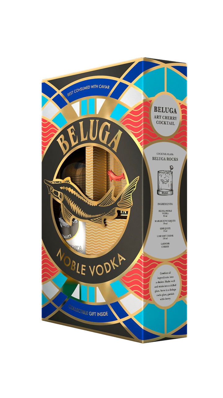 Beluga Noble Vodka Fish Rocks Glass Set