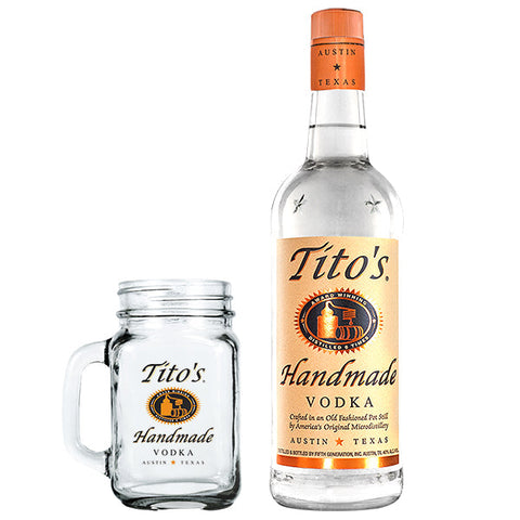 Tito'S Vodka 80 Proof With Jar Glass Free